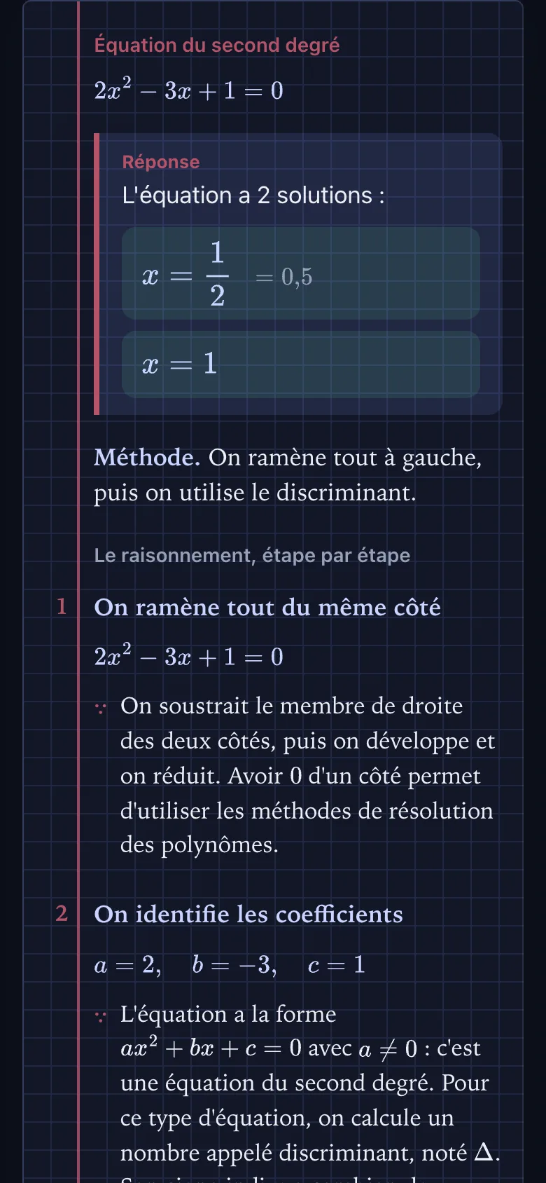 Écran de l'application x = ?